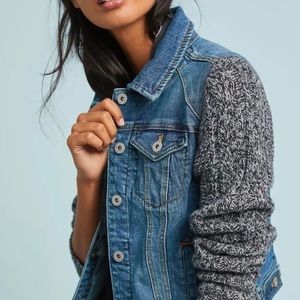 Anthropologie pilcro sweater sleeve denim jacket
